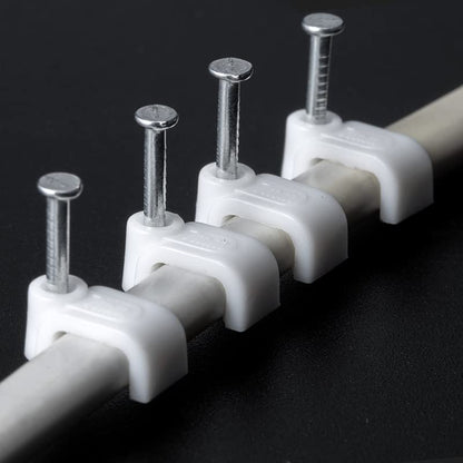 Cable Clips Nail in Cable Clips 100 Pcs 8mm Flat Ethernet Cable Wall Clips Cable Tacks Coax Cable Clip Speaker Wire Clips Cable Nails for Cords Cat5/Cat5e/Cat6/Cat7 RJ45 Cord Clips