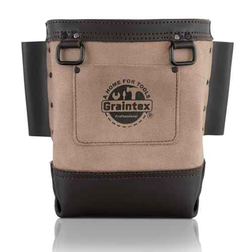 Graintex Nut & Bolt Bag Beige Color Premium Quality Suede Leather Tool Bag, Tool Belt for Ironworker Tools, Bull Pin Loops, Ideal for Heavy-Duty Use, Bolt Bags for Construction Professionals - SB2204