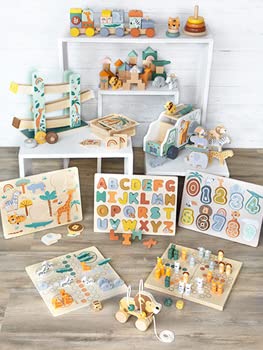 Small Foot 11956 Bead Maze Safari, with three metal tracks, wooden motor activity for kids aged 12 months and older