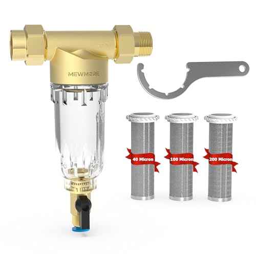 GFC40 Garden Hose Filter with 3/4" GHT Connector, 40 & 100 & 200 Micron Reusable Spin Down Sediment Water Filter, Inline Sediment Filter for RV Camping Pressure Wahser Car Wash Water Hose