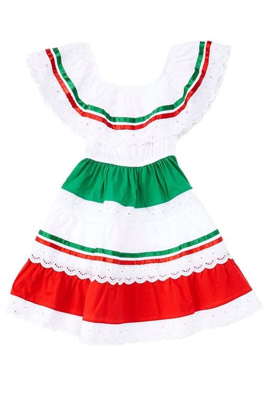 unik Girl's Traditional Mexican Cinco De Mayo Fiesta Dress Red Size 12