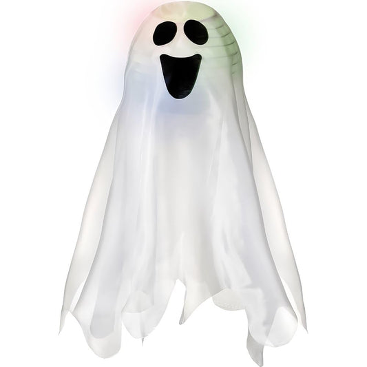 Halloween White Light-Up Ghost Fabric Decoration - 18"x 6" (1 Count) - Ideal Spooky Hanging Decor for Glow-in-the-Dark Parties, Haunted Houses, and Trick-or-Treating Fun