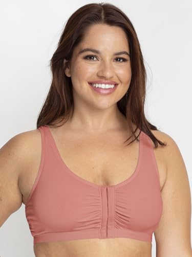 Fruit of the Loom Women's Front Close Builtup Sports Bra, Desert Dusk/Olive Night/Black, 44