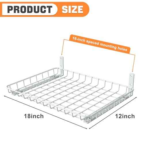 TORACK 2-Pack 12x18 inch Wall-Mounted Shelves, Garage Wall Shelf for Closet & Laundry Room, Heavy-Duty Floating Shelves Hold Up to 60 lbs(White)