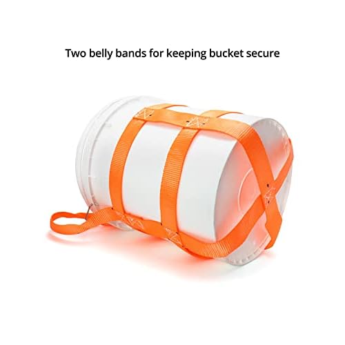 QWORK Bucket Sling for 5 Gallon Bucket, 2 Pack Drum Handling Sling with Belly Bands, 200Lbs Load Capacity