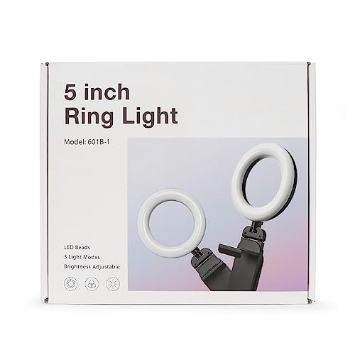 5" Desk Ring Light with Stand, LED Ring Light for Laptop Monitor, Video Conference Lighting, Zoom Meeting Light for Video Calls Selfie Makeup PC Webcam, Phone Holder with Continuous Output Lighting