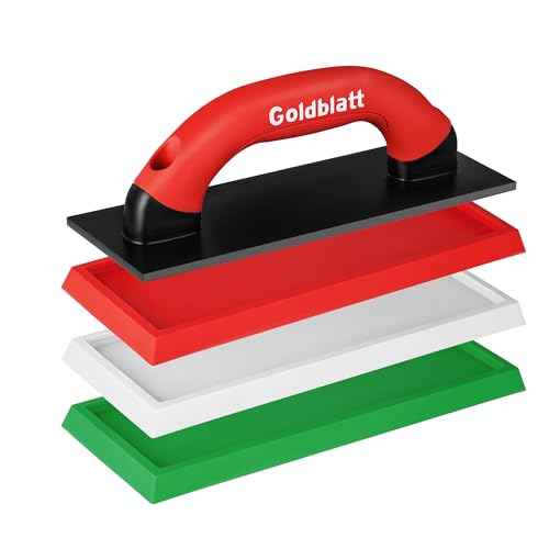 Goldblatt Grout Float with 3 Replaceable Pads, 3-3/4" x 9-5/8" Rubber Grout Float for Tile with Soft-Grip Handle, Tools for Floor & Wall Tiles, Smooth Application for Epoxy & Concrete