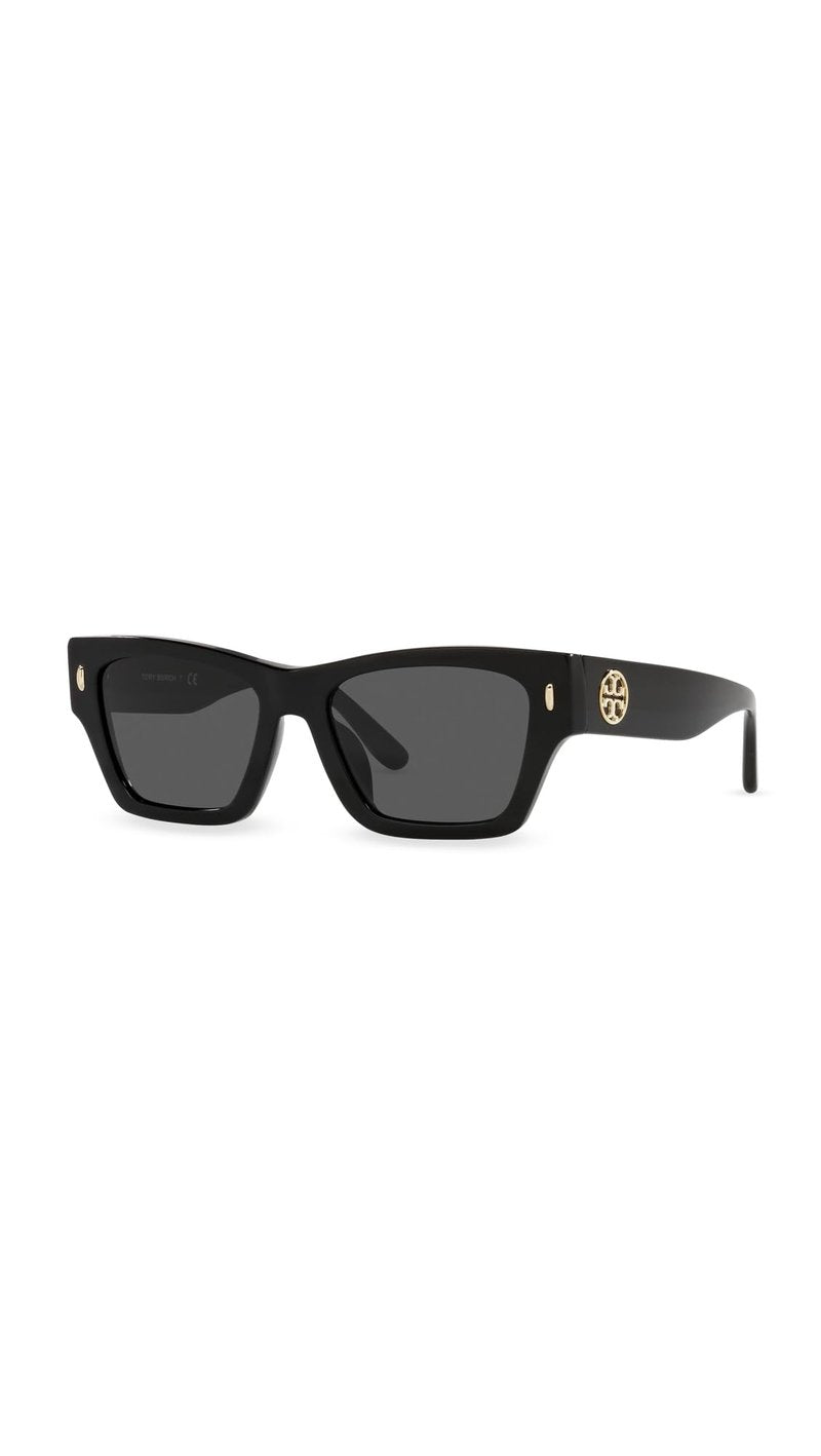 Tory Burch Women's Miller Rectangle Sunglasses, Black, 52mm