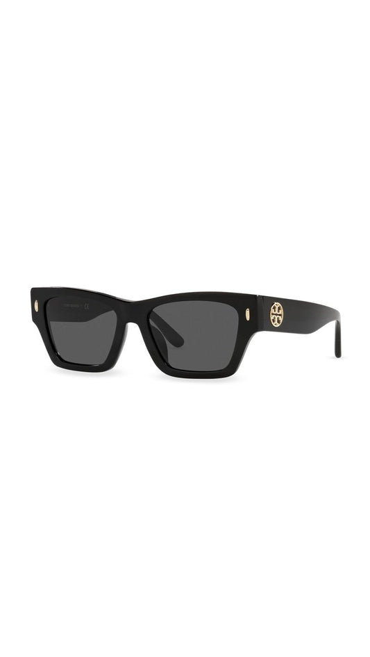 Tory Burch Women's Miller Rectangle Sunglasses, Black, 52mm