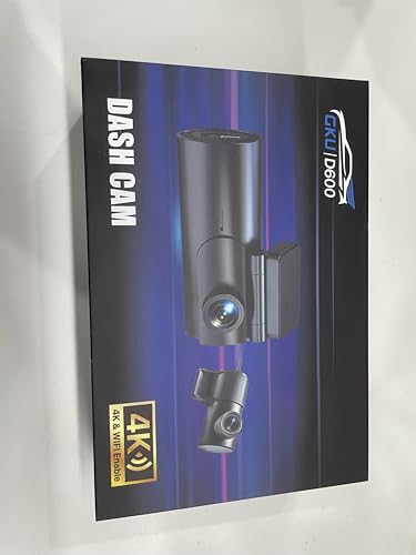 GKU 4K Dash Cam Front and Rear, 5GHz WiFi Dashcam with 64GB SD Card, Dual Car Camera Dash Cam with Parking Monitor, Night Vision, WDR, 170° Wide Angle, G-Sensor, Loop Recording, APP Control, Max 256GB