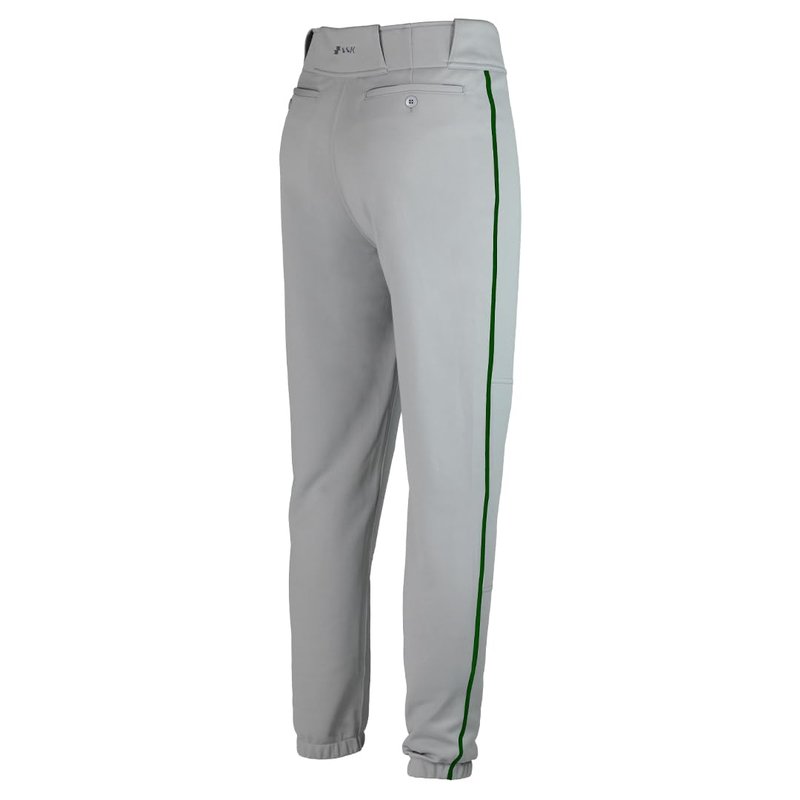 SSK Showcase Collection Flex Bottom Adult Baseball Pants | Adult Sizes Solid & Piped (US, Alpha, Medium, Regular, Regular, Grey/Forest)