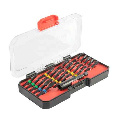 INTERTOOL Impact Bit Set for Impact Drivers with Compact Hard Case | 21pc Color-Coded Torx, Phillips, Slotted, & Square | S2 Steel Alloy Bits with Quick Change Magnetic Holder | VT08-3381