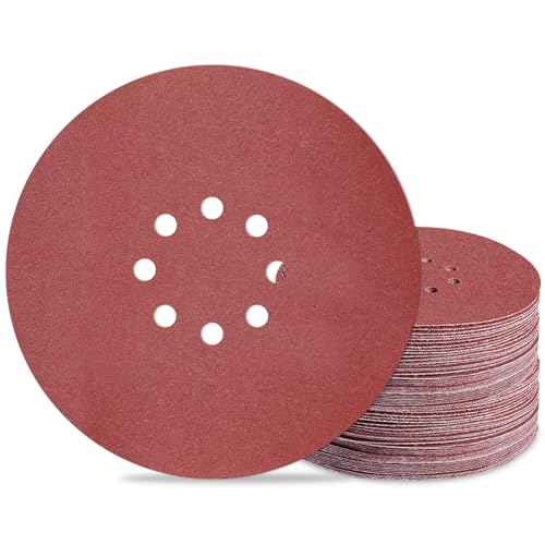 9 inch Sanding Discs 180 Grit 8 Holes Hook and Loop Sandpaper for Drywall Sander 60Pack