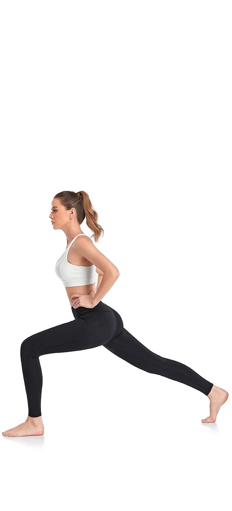 CAMMUR Women's Naked-Feeling High Waisted Leggings, Buttery-Soft Tummy Control Yoga Pants with Pockets for Workouts - 7/8 Black