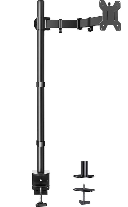 HUANUO Monitor Arm Desk Mount, Fully Adjustable Stand Computer Mount for 13-32 In Screen, Ultra Wide Screen to 38In, Single Extra Tall 39 Inch Monitor Stand Holds up to 22lbs with C Clamp/Grommet Base