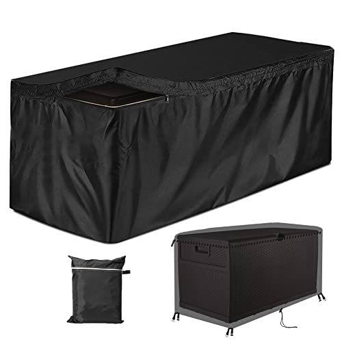 Deck Box Cover Waterproof Heavy Duty Patio Storage Box with Zipper Outdoor Ottoman Bench Cover Rectangular for Keter Suncast Lifetime Rain Snow Dust Resistant