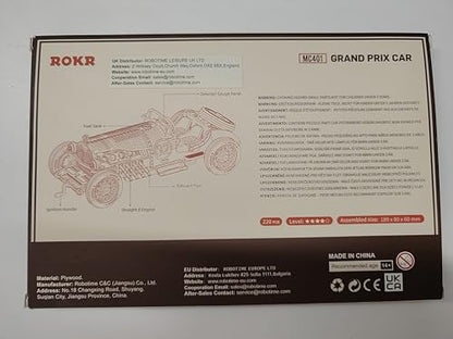ROKR Car Wooden Model kit For Adult - 3D Puzzle Model Building Kits - Christmas Birthday Gifts For Teens and Adults (Grand Prix Car)