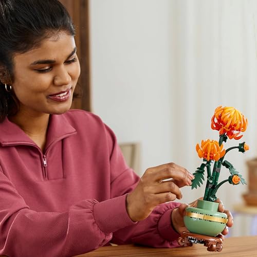 LEGO Botanicals Chrysanthemum Artificial Flower Building Set - Faux Plant Gift for Mothers - Creative Model Kit for Adults to Build - Home Office Decor from the Botanical Collection - 10368