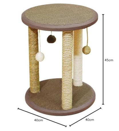 Rosewood Zurich Cat Scratching Post, Cat Tree, 45cm Tall with 3 Posts for Multi-Pet Play, Includes 3 Hanging Ball Toys, Durable & Engaging Scratching Post for Cats