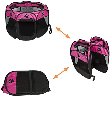 Dotala PET Portable Foldable Pet Dog Cat Playpen Crates Kennel/Premium 600D Oxford Cloth,Removable Zipper Top, Indoor and Outdoor Use (Rose)