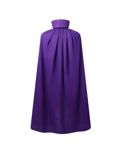 55" Stand Collar Reversible Cloak Masquerade Cape Costume, Black and Purple (55"/140cm, Black and Purple)