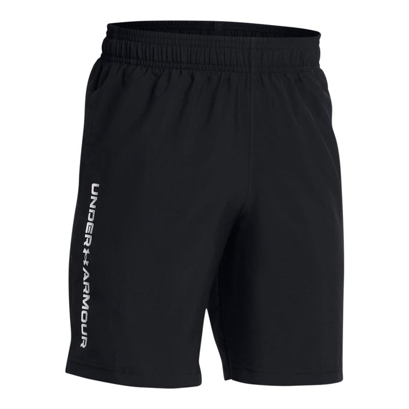 Under Armour Boys Woven Wordmark Shorts, (001) Black / / White, Medium