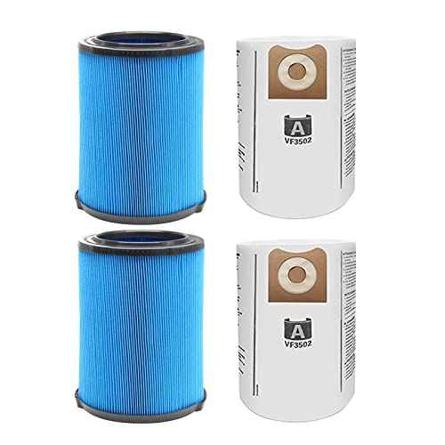 VF5000 3-Layer Pleated Paper Vacuum Filter for RIDGID 5-20 Gallon Vacuums, VF3502 Replacement Vacuum Bags Compatible with Ridgid Wet/Dry Vacuum 12-16 Gallon