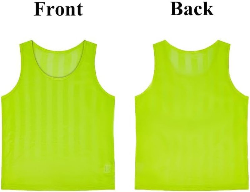 Soccer Jersey Pinnies - 12 Pack Scrimmage Vests for Kids & Adults | Team Practice Jerseys