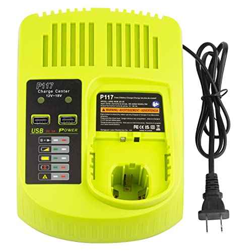 Futurebatt 18V Rapid Charger Replacement for Ryobi P117 12V-18V Battery One+ Lithium-Ion/NiCad/NiMh Battery P102 P108 P189 P197 P103 P105 P107 P190 P191 PBP002 PBP005