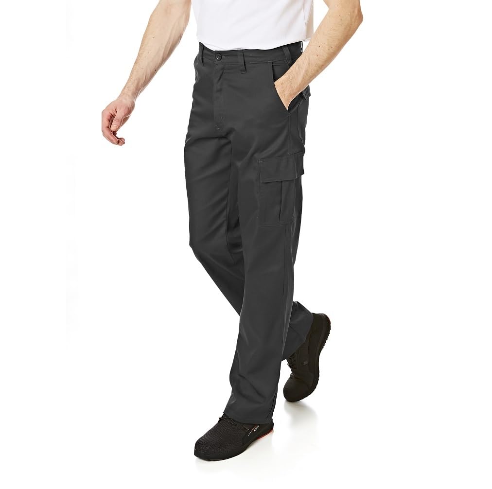 Lee Cooper Men's Classic Multi Pocket Cargo Work Trouser Easy care Safety Pant, Black, 34W / 33L