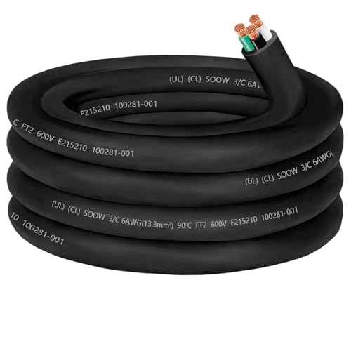 6/3 6 Gauge SOOW Portable Power Cable Wire,6AWG 600V SOOW Electrical Cable,6AWG 3 Conductor Extension Cord for Welder Machine,Generator,Portable Light,EV Car Charger,Motor Lead,Industrial-15ft