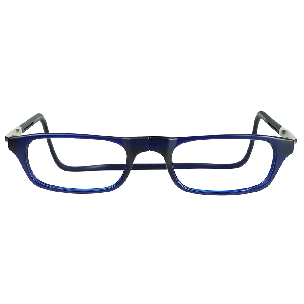 Clic Magnetic Reading Glasses for Men or Women, Computer Readers, Original Long (M-L, Dark Matte Blue, 2.50 Magnification)