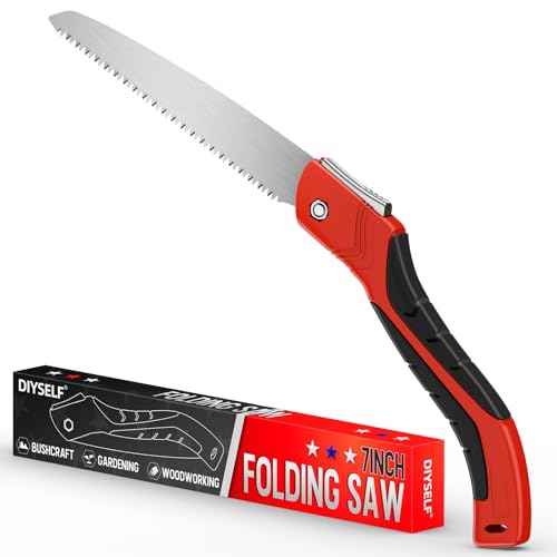 DIYSELF 1 Pack Folding Saw, 7-inch Hand Saw for Wood Cutting, Foldable Pruning Camping Survival Saw with Sk5 Blade, Camping Saw for Tree Trimming, Garden, Bushcraft, Outdoor Portable Hand Saw