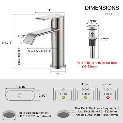 GAGALIFE Bathroom Faucet 1 Hole, Brushed Nickel Bathroom Sink Faucet with Metal Pop-up Drain Supply Lines and Deck, Modern Waterfall Bathroom Faucets Single Handle, JJL-MP-7001BN