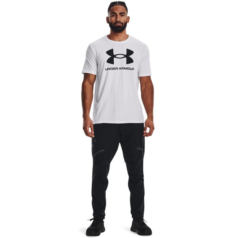Under Armour Men's Sportstyle Logo Short Sleeve T Shirt, (100) White / / Black, Large