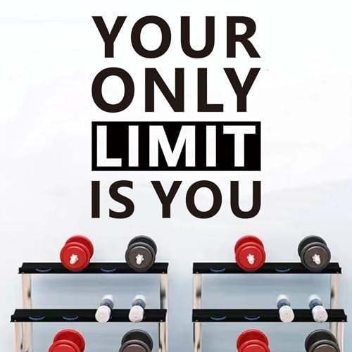 SEATUNE Motivational Gym Wall Decals - Inspirational Quotes Office Wall Stickers - School Classroom Home Garage Vinyl Art Wall Decor - Your Only Limit is You 15"X18"