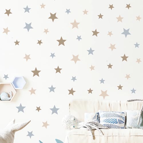 Gray Brown Stars Wall Stickers, sacinora DIY Polka Dot Art Wall Decals Removable Vinyl Peel and Stick for Nursery Kids Baby Closet Refrigerator Living Room Children's Room Bedroom Decorations