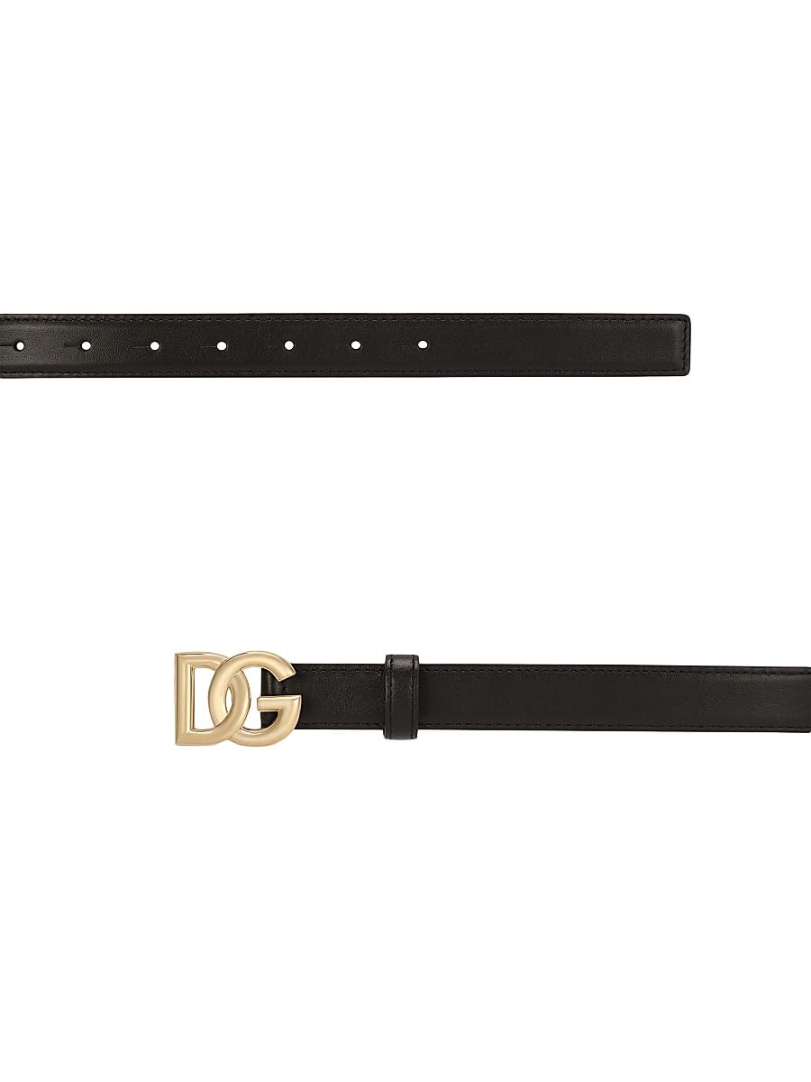 Dolce&Gabbana, DG Logo Buckle Leather Belt, X-Small, 70 (28''), Nero
