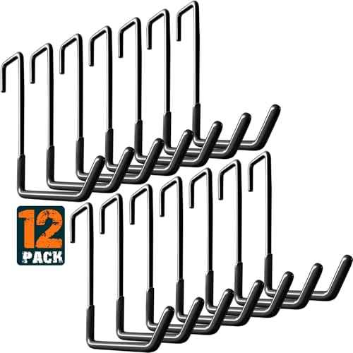 Rafter Hanger Large S Garage Hooks Bike Storage System Holder Organizer, with Non Slip Coating, for Organizing Hanging Basket, Ladders,Bicycle Wheel,Ropes and Bulk Items (12Pack, Black)