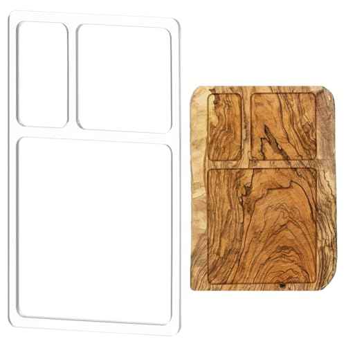 BENECREAT 3 Pocket Valet Tray Router Templates, Rectangle Clear Acrylic Template, Woodworking Router Template, Transparent Router Inlay Template for Student Painting Supplies and Craft Projects