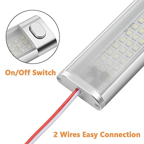 URAQT 12V LED Interior Lights Bar, 120 LED Universal Strip Light with On/Off Switch, 2 Pack Motorhome Interior Lights Ceiling Roof Lights Indoor for Camper Van Caravan RV Indoors Strip Light