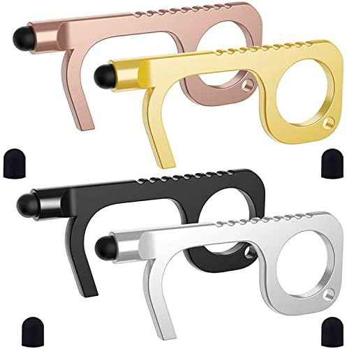 Handy Non-Touch Door Opener - Heavy-Duty Reusable Stylus Keychain - Germ Key Tool (4 Pack)