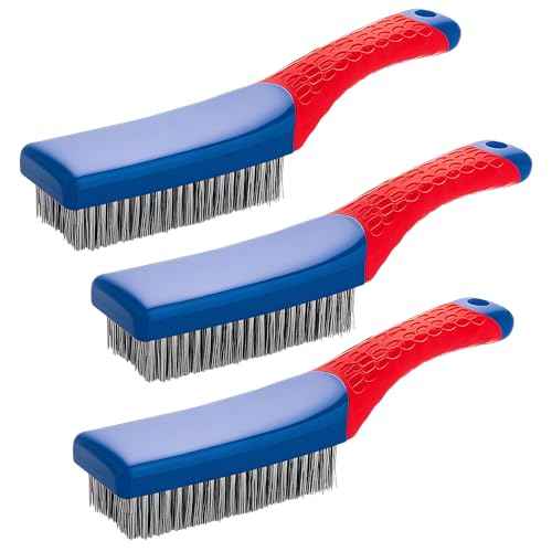 Wire Brushes Set, Stainless Steel Wire Brushes for Cleaning Rust Paint Removal with Curved Handle