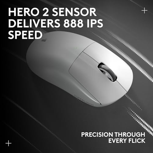 Logitech G PRO X SUPERLIGHT 2 LIGHTSPEED Wireless Gaming Mouse, 8K Polling, Lightweight, 60g, LIGHTFORCE Hybrid Switches, HERO 2 Sensor, 888 IPS, 44K DPI, 5 Programmable Buttons, USB-C, PC/Mac - White