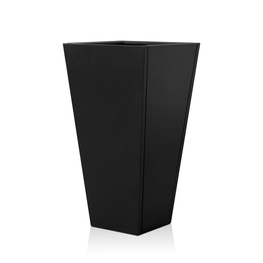 Tall Black Planter Tapered Metal Modern Flower Plant Pot Black Square Galvanized Steel Planter 30In Indoor Outdoor for Front Porch Garden Patio Grande Plant Tree Commercial Residential Heavy Duty