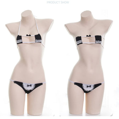 SINGUYUN Womens Sexy Micro bikini Suit Anime Bikini Cosplay Lingerie Kawaii Bra and Panty Set Cute (216Cube Black)
