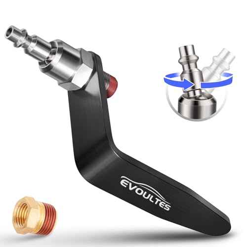 Pneumatic Tool Rafter Hook Hanger with 1/4 & 3/8 Inches Brass Air Fitting, 360¡Æ Swivel Lightweight Aluminum Air Tool Organizer Holder, L Shaped Hook for Air Nailer, Air Blow Gun