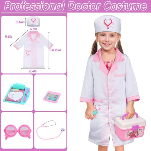 Gifts2U Kid Girl Toy Kit Pretend Play Toys Dentist Medical Role Play Educational Toy with Doctor Costume Playset for 3-6 Year Old Children
