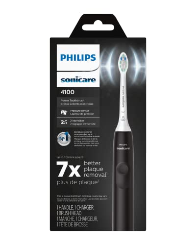 Philips Sonicare 4100 Rechargeable Electric Toothbrush, with Pressure Sensor, 2 Intensity Settings, SmarTimer and QuadPacer, 14-Day Battery Life, Deep Pink, Model HX3681/26