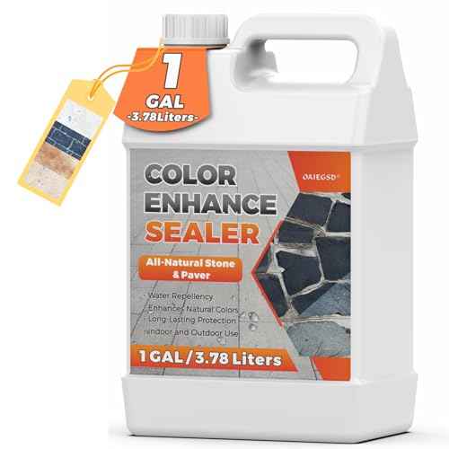 1 Gallon Wet Look Stone Sealer, High Gloss Paver Sealer for Outdoor Surfaces (Travertine, Slate, Sandstone, Concrete)? Waterproof, Provides Natural Color Enhancement for Driveways, Patios
